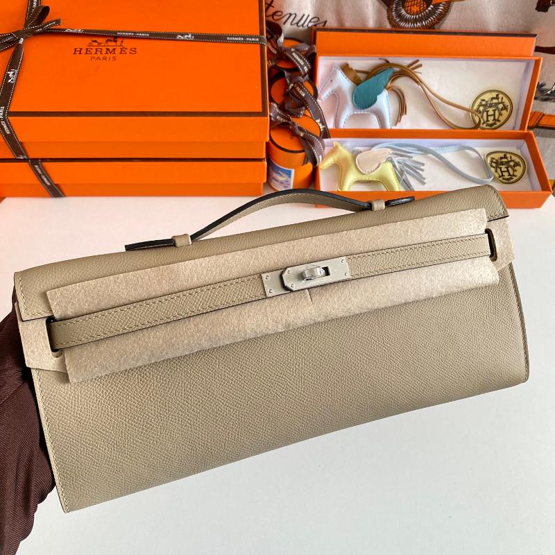 Hermes Kelly Cut31 EP Silver Button 81 Turtle Grey